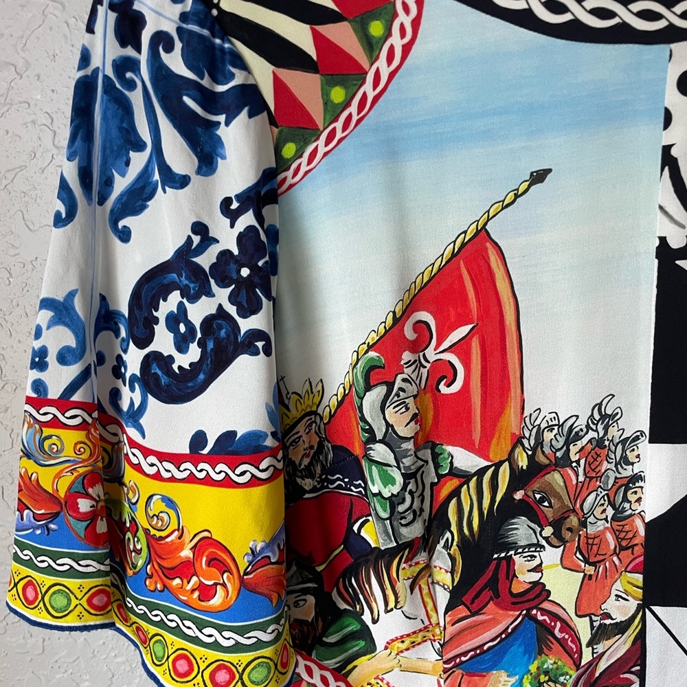 Dolce & Gabbana Exclusive Patchwork Midi Dress—Size 46 - Picture 6 of 7